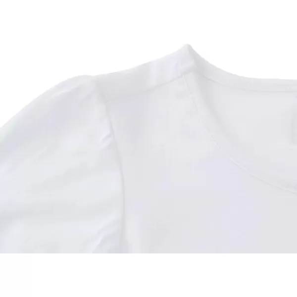 Noomelfish Girls Long Puff Sleeve Swing Dress Casual Cotton Twirly Skater Dresses with Pockets 212 YearsWhite