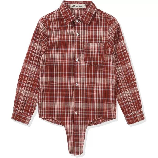 Noomelfish Girls Long Sleeve Button Down Shirt Tie Front Blouse Tops 512 YearsBurgundy Plaid