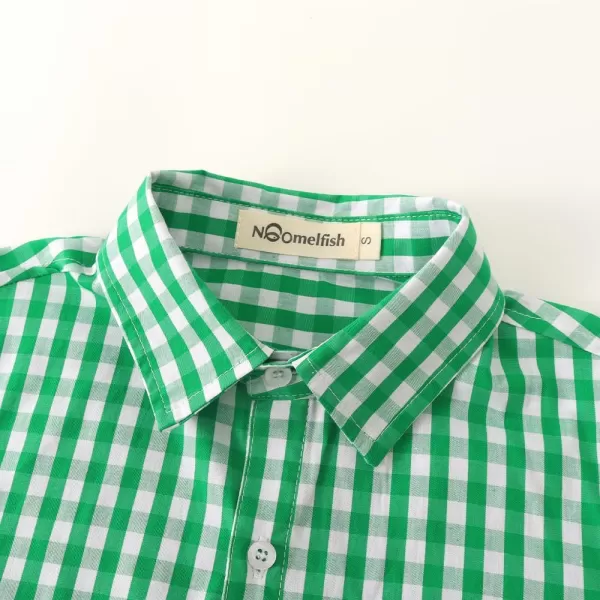 Noomelfish Girls Long Sleeve Button Down Shirt Tie Front Blouse Tops 512 YearsGreen Gingham
