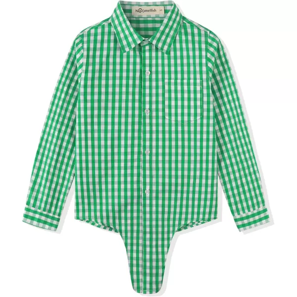 Noomelfish Girls Long Sleeve Button Down Shirt Tie Front Blouse Tops 512 YearsGreen Gingham