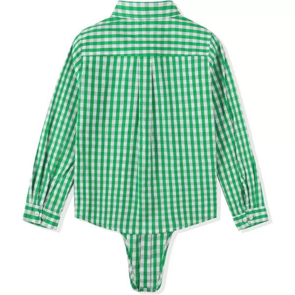 Noomelfish Girls Long Sleeve Button Down Shirt Tie Front Blouse Tops 512 YearsGreen Gingham