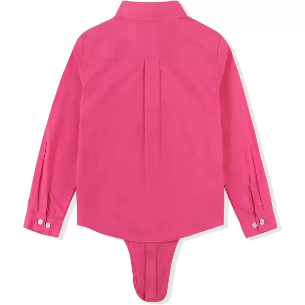 Noomelfish Girls Long Sleeve Button Down Shirt Tie Front Blouse Tops 512 YearsHot Pink