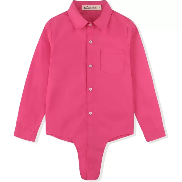 Noomelfish Girls Long Sleeve Button Down Shirt Tie Front Blouse Tops 512 YearsHot Pink