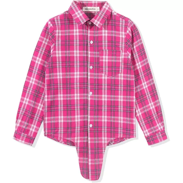 Noomelfish Girls Long Sleeve Button Down Shirt Tie Front Blouse Tops 512 YearsHot Pink Plaid