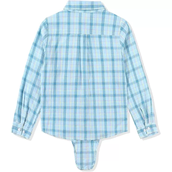 Noomelfish Girls Long Sleeve Button Down Shirt Tie Front Blouse Tops 512 YearsLight Blue Plaid
