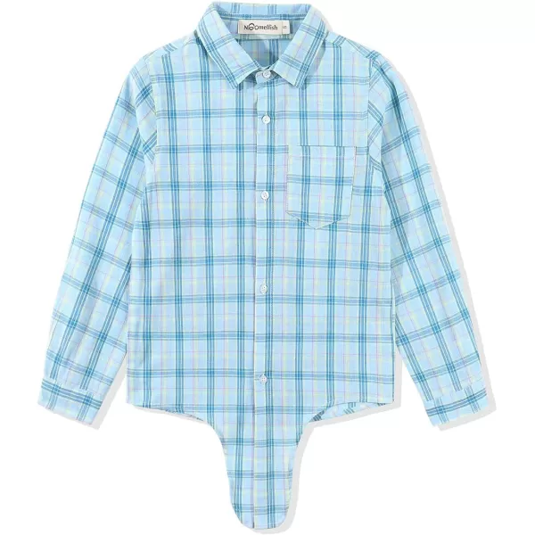 Noomelfish Girls Long Sleeve Button Down Shirt Tie Front Blouse Tops 512 YearsLight Blue Plaid