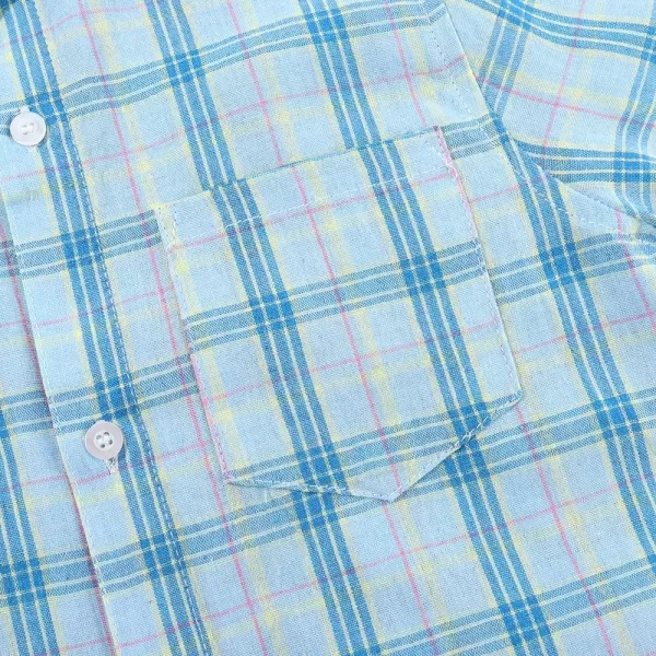Noomelfish Girls Long Sleeve Button Down Shirt Tie Front Blouse Tops 512 YearsLight Blue Plaid
