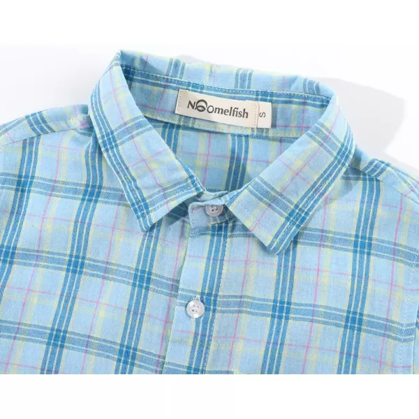Noomelfish Girls Long Sleeve Button Down Shirt Tie Front Blouse Tops 512 YearsLight Blue Plaid