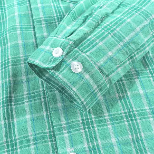 Noomelfish Girls Long Sleeve Button Down Shirt Tie Front Blouse Tops 512 YearsLight Green Plaid