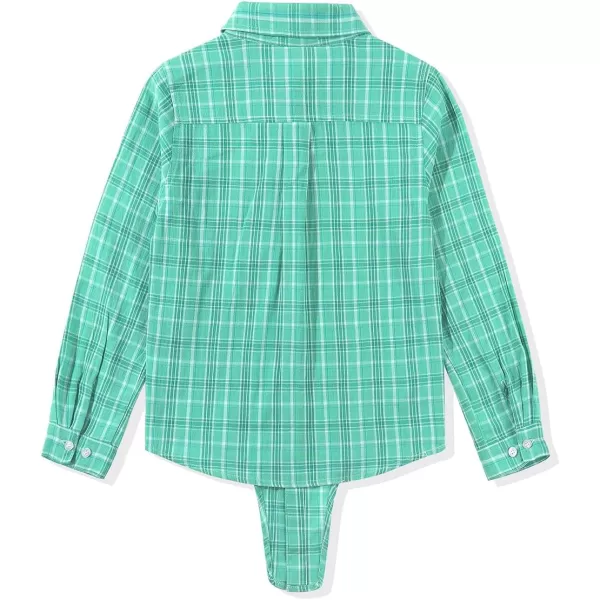 Noomelfish Girls Long Sleeve Button Down Shirt Tie Front Blouse Tops 512 YearsLight Green Plaid