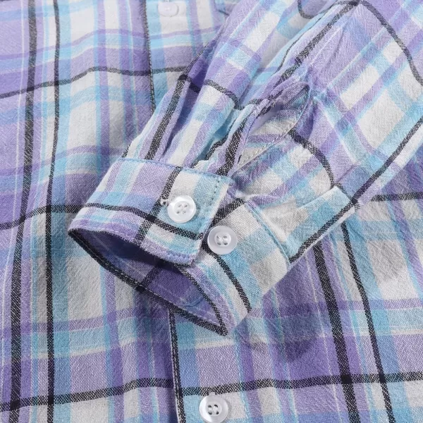 Noomelfish Girls Long Sleeve Button Down Shirt Tie Front Blouse Tops 512 YearsLight Purple Plaid