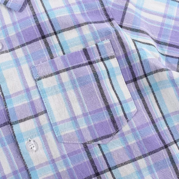 Noomelfish Girls Long Sleeve Button Down Shirt Tie Front Blouse Tops 512 YearsLight Purple Plaid