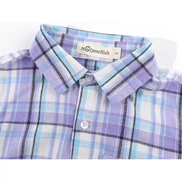 Noomelfish Girls Long Sleeve Button Down Shirt Tie Front Blouse Tops 512 YearsLight Purple Plaid