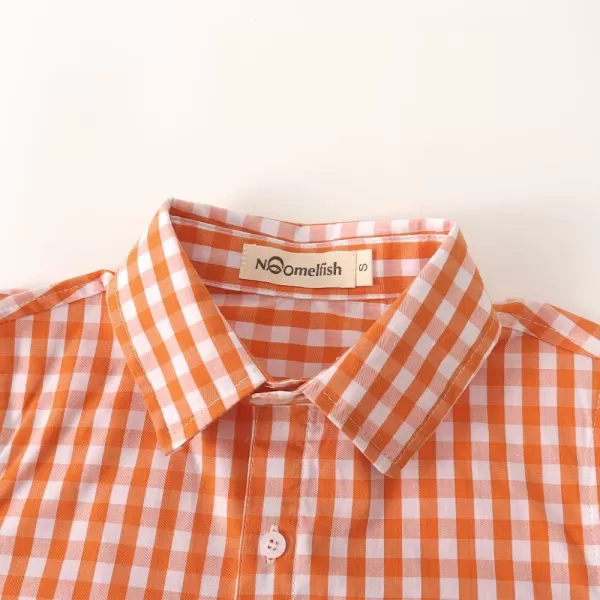 Noomelfish Girls Long Sleeve Button Down Shirt Tie Front Blouse Tops 512 YearsOrange Gingham