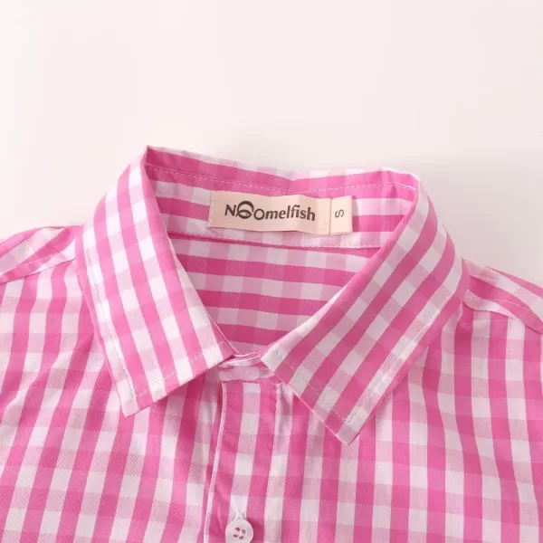 Noomelfish Girls Long Sleeve Button Down Shirt Tie Front Blouse Tops 512 YearsPink Gingham