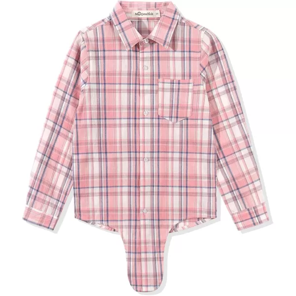 Noomelfish Girls Long Sleeve Button Down Shirt Tie Front Blouse Tops 512 YearsPink Plaid