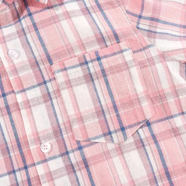 Noomelfish Girls Long Sleeve Button Down Shirt Tie Front Blouse Tops 512 YearsPink Plaid