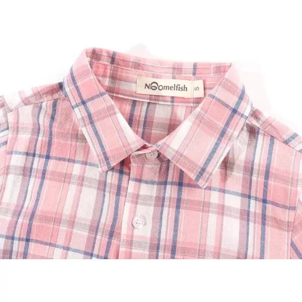 Noomelfish Girls Long Sleeve Button Down Shirt Tie Front Blouse Tops 512 YearsPink Plaid