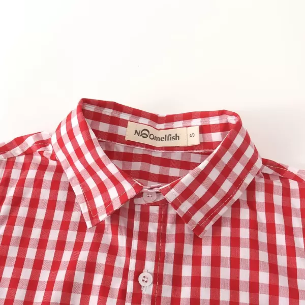 Noomelfish Girls Long Sleeve Button Down Shirt Tie Front Blouse Tops 512 YearsRed Gingham
