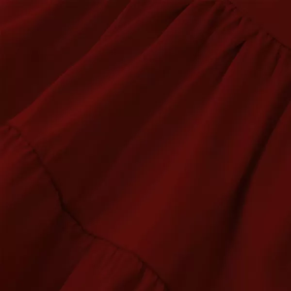 Noomelfish Girls Long Sleeve Tiered Dress Loose Flowy Ruffle Swing Dresses with Pockets 412 YearsBurgundy