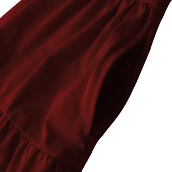 Noomelfish Girls Long Sleeve Tiered Dress Loose Flowy Ruffle Swing Dresses with Pockets 412 YearsBurgundy