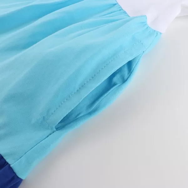 Noomelfish Girls Long Sleeve Tiered Dress Loose Flowy Ruffle Swing Dresses with Pockets 412 YearsColorblock Blue