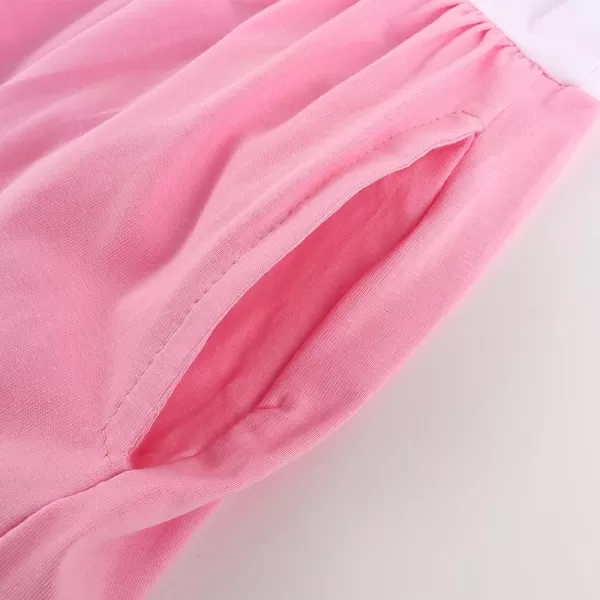 Noomelfish Girls Long Sleeve Tiered Dress Loose Flowy Ruffle Swing Dresses with Pockets 412 YearsColorblock Pink
