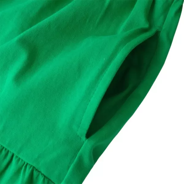 Noomelfish Girls Long Sleeve Tiered Dress Loose Flowy Ruffle Swing Dresses with Pockets 412 YearsGreen