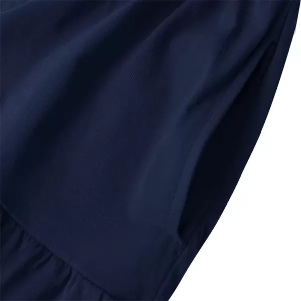 Noomelfish Girls Long Sleeve Tiered Dress Loose Flowy Ruffle Swing Dresses with Pockets 412 YearsNavy Blue