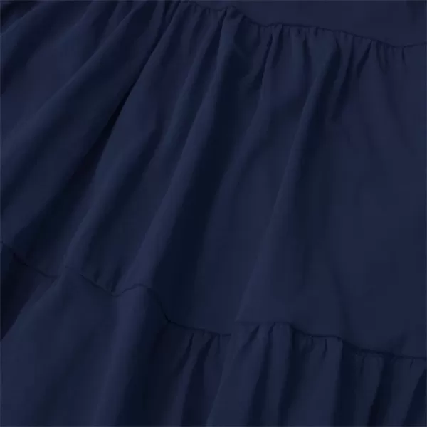 Noomelfish Girls Long Sleeve Tiered Dress Loose Flowy Ruffle Swing Dresses with Pockets 412 YearsNavy Blue