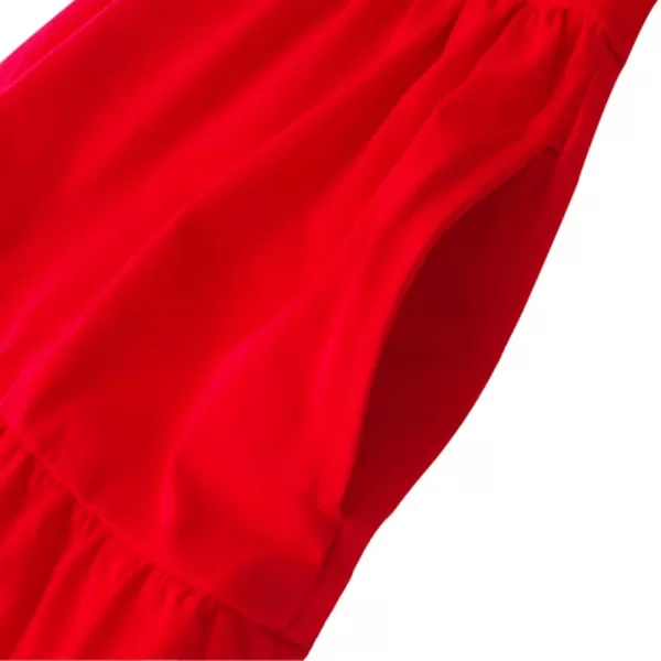 Noomelfish Girls Long Sleeve Tiered Dress Loose Flowy Ruffle Swing Dresses with Pockets 412 YearsRed