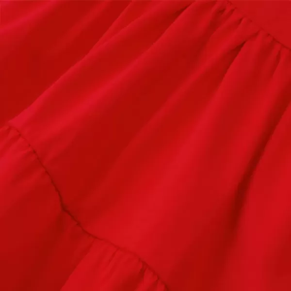 Noomelfish Girls Long Sleeve Tiered Dress Loose Flowy Ruffle Swing Dresses with Pockets 412 YearsRed