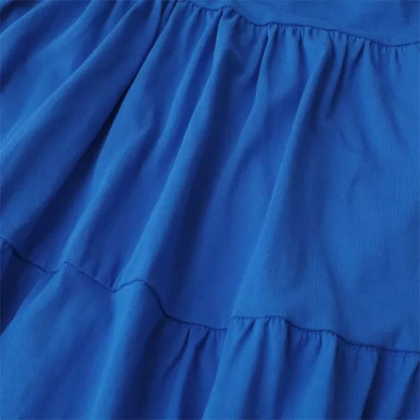 Noomelfish Girls Long Sleeve Tiered Dress Loose Flowy Ruffle Swing Dresses with Pockets 412 YearsRoyal Blue