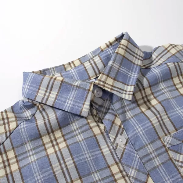 Noomelfish Girls Plaid Sleeveless Button Down Shirt Tie Knot Blouse Tank Tops 512 YearsBlue Plaid