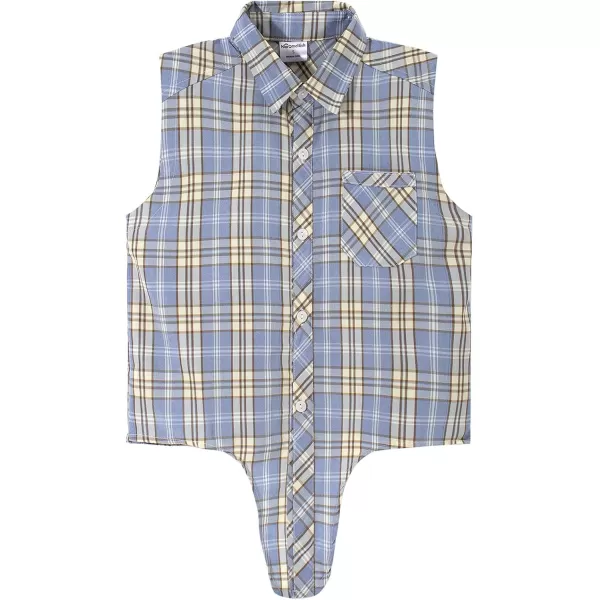 Noomelfish Girls Plaid Sleeveless Button Down Shirt Tie Knot Blouse Tank Tops 512 YearsBlue Plaid