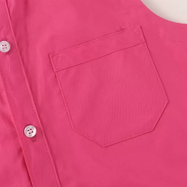 Noomelfish Girls Plaid Sleeveless Button Down Shirt Tie Knot Blouse Tank Tops 512 YearsHot Pink