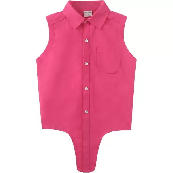 Noomelfish Girls Plaid Sleeveless Button Down Shirt Tie Knot Blouse Tank Tops 512 YearsHot Pink