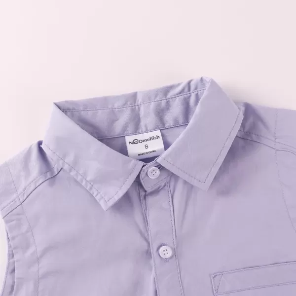 Noomelfish Girls Plaid Sleeveless Button Down Shirt Tie Knot Blouse Tank Tops 512 YearsLight Purple