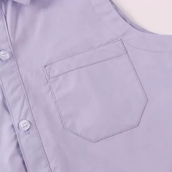 Noomelfish Girls Plaid Sleeveless Button Down Shirt Tie Knot Blouse Tank Tops 512 YearsLight Purple