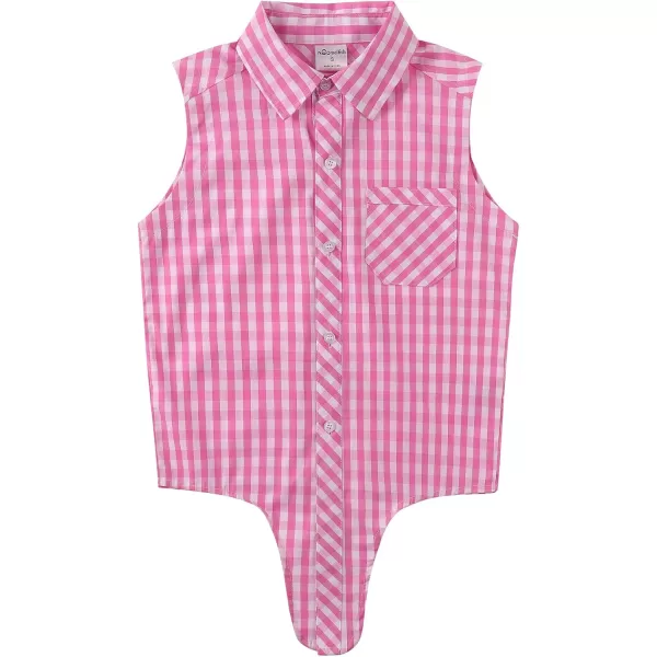 Noomelfish Girls Plaid Sleeveless Button Down Shirt Tie Knot Blouse Tank Tops 512 YearsPink Check Gingham