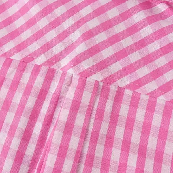 Noomelfish Girls Plaid Sleeveless Button Down Shirt Tie Knot Blouse Tank Tops 512 YearsPink Check Gingham