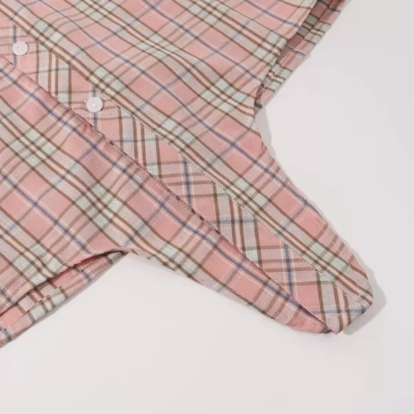 Noomelfish Girls Plaid Sleeveless Button Down Shirt Tie Knot Blouse Tank Tops 512 YearsPink Plaid