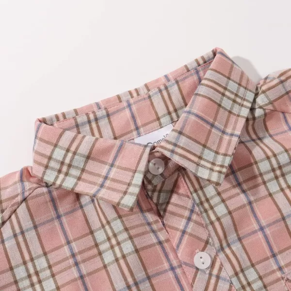 Noomelfish Girls Plaid Sleeveless Button Down Shirt Tie Knot Blouse Tank Tops 512 YearsPink Plaid