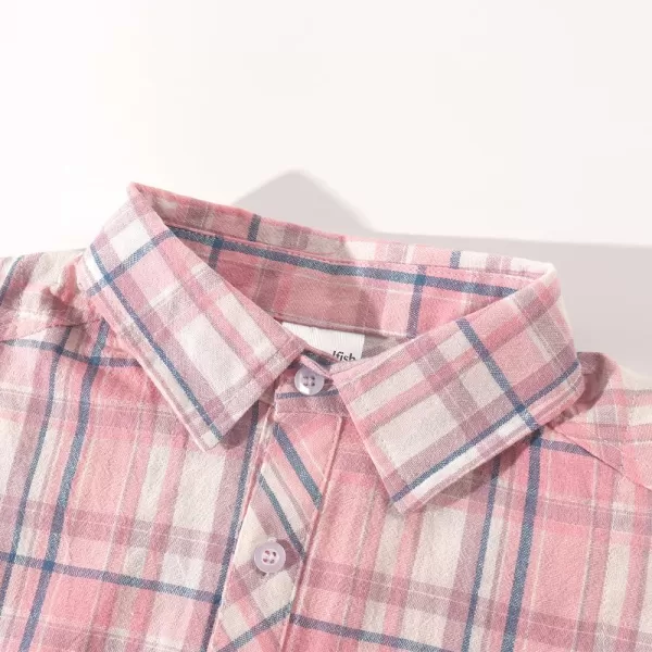 Noomelfish Girls Plaid Sleeveless Button Down Shirt Tie Knot Blouse Tank Tops 512 YearsPlaid Pink White
