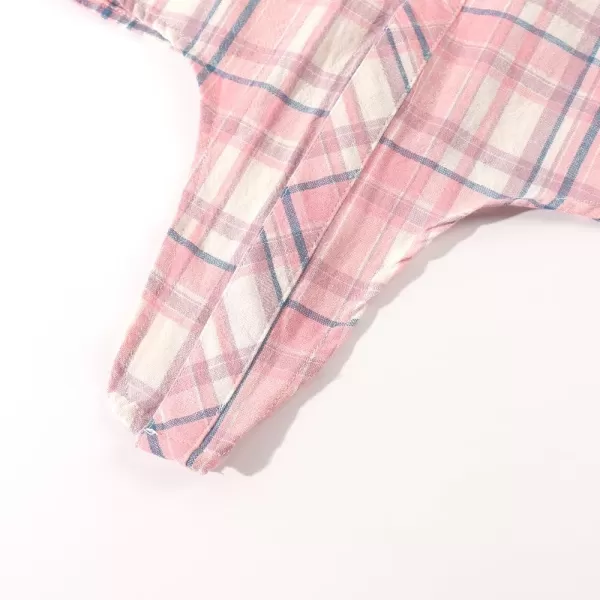 Noomelfish Girls Plaid Sleeveless Button Down Shirt Tie Knot Blouse Tank Tops 512 YearsPlaid Pink White