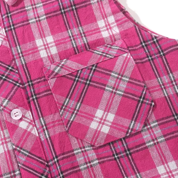 Noomelfish Girls Plaid Sleeveless Button Down Shirt Tie Knot Blouse Tank Tops 512 YearsPlaid Rose