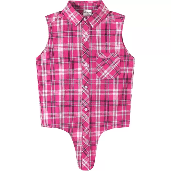 Noomelfish Girls Plaid Sleeveless Button Down Shirt Tie Knot Blouse Tank Tops 512 YearsPlaid Rose