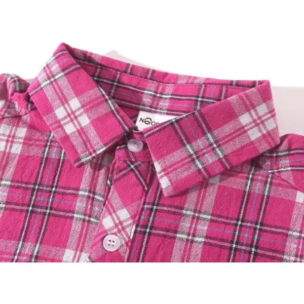 Noomelfish Girls Plaid Sleeveless Button Down Shirt Tie Knot Blouse Tank Tops 512 YearsPlaid Rose