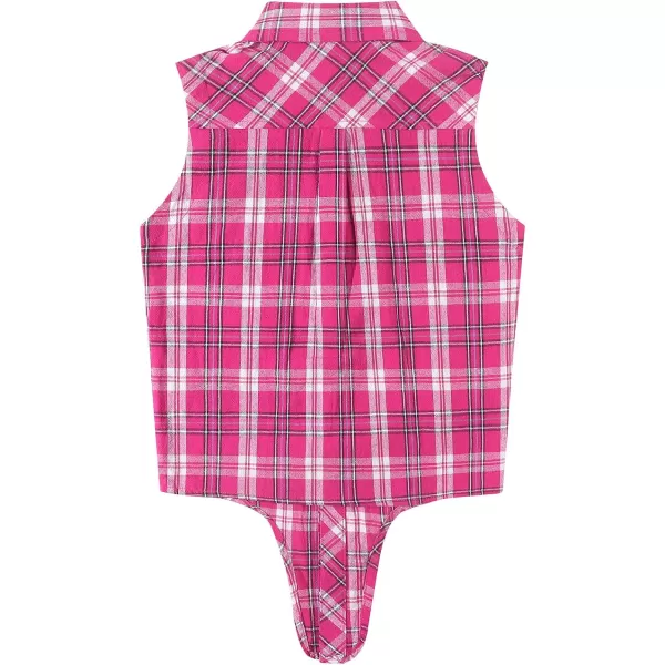 Noomelfish Girls Plaid Sleeveless Button Down Shirt Tie Knot Blouse Tank Tops 512 YearsPlaid Rose