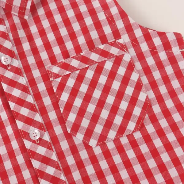 Noomelfish Girls Plaid Sleeveless Button Down Shirt Tie Knot Blouse Tank Tops 512 YearsRed Check Gingham